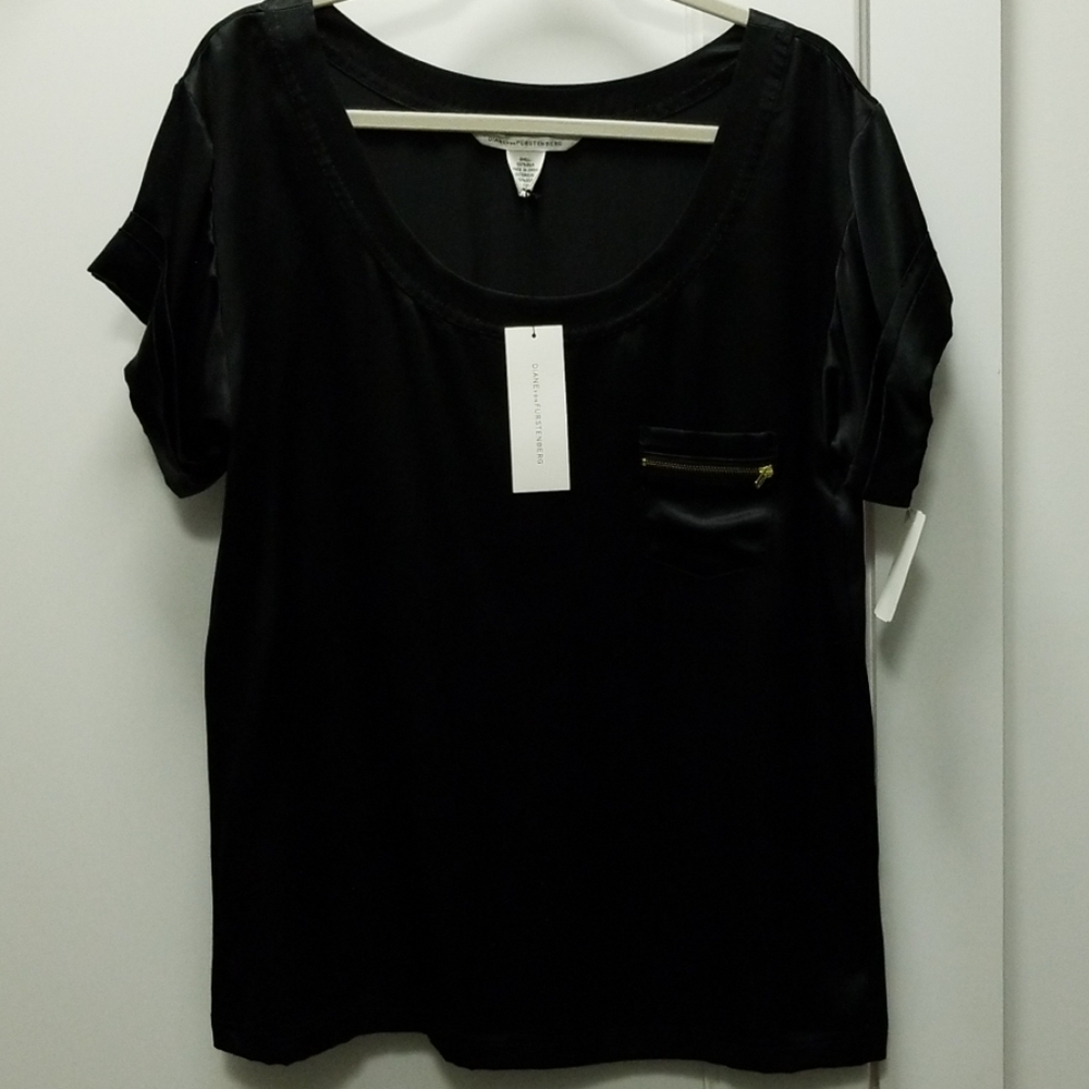 NWT DVF black silk top!